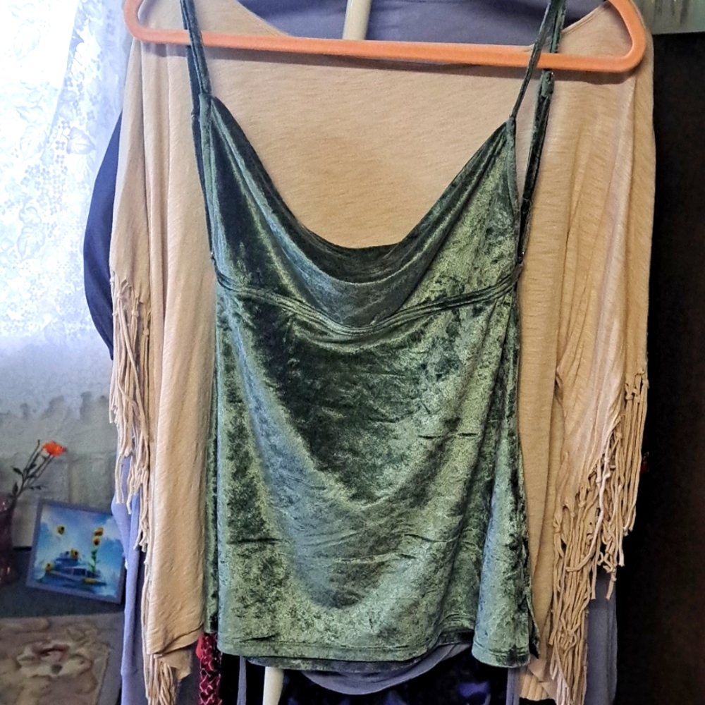 NWT Free People Bare sleeved TOP., Velvet feel on outside.